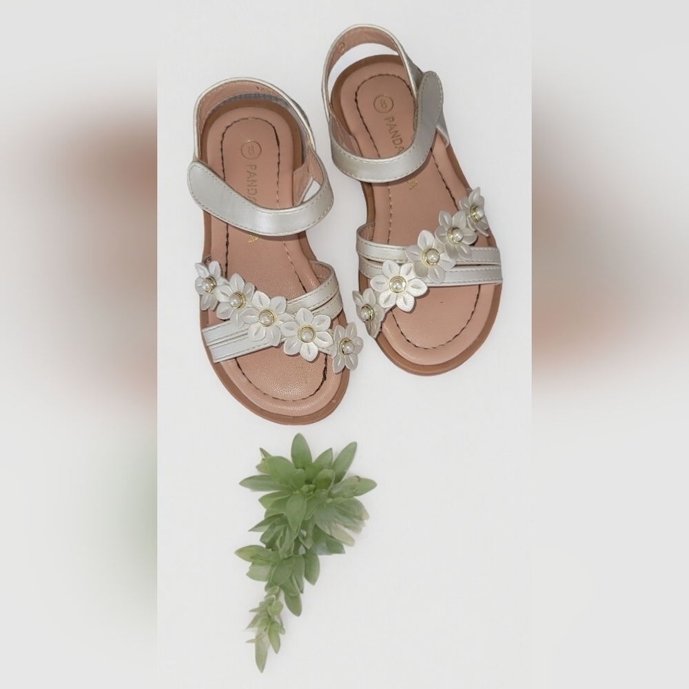 Girls Summer Flowers and Beaded Sandals